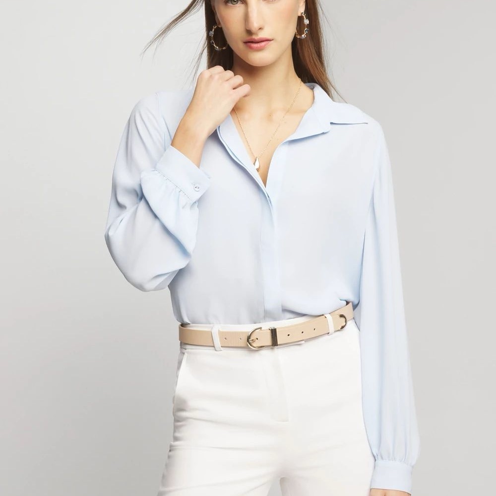 White House Black Market Light Blue Blouse